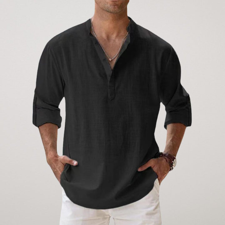 Léon | Chemise Henley en coton effet lin