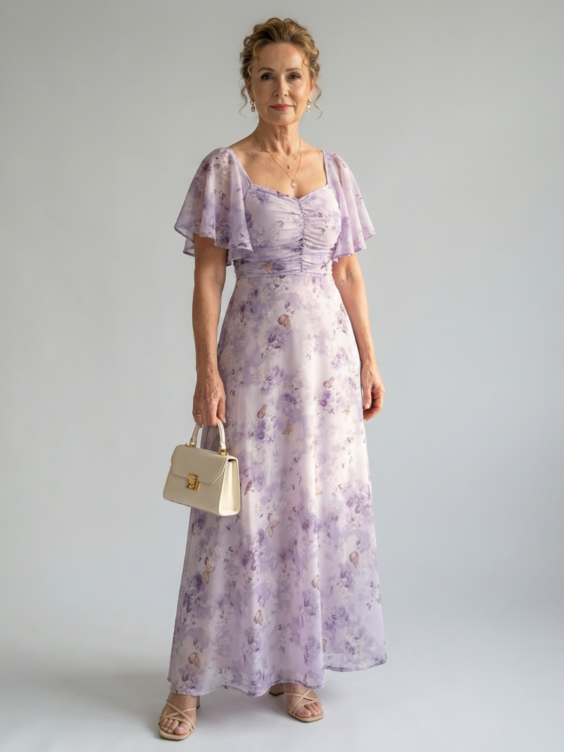 Aleksandra | Robe midi avec des manches flottantes