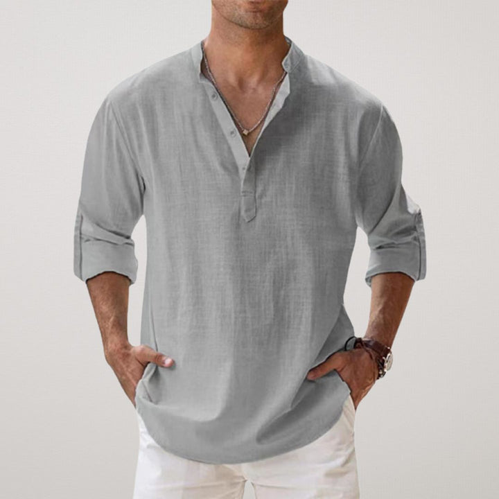 Léon | Chemise Henley en coton effet lin