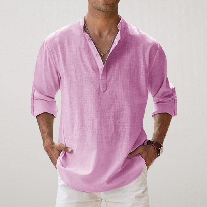 Léon | Chemise Henley en coton effet lin