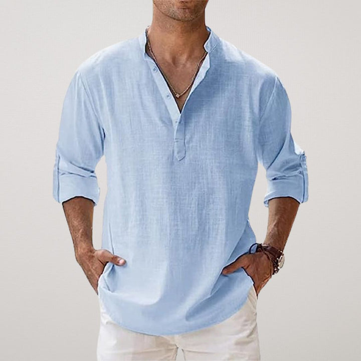 Léon | Chemise Henley en coton effet lin