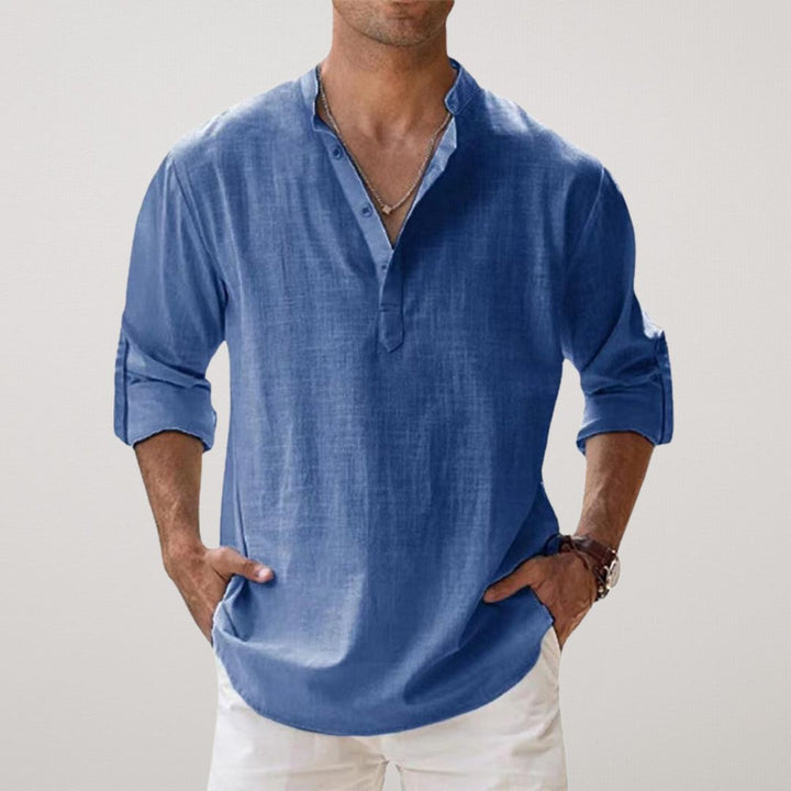 Léon | Chemise Henley en coton effet lin