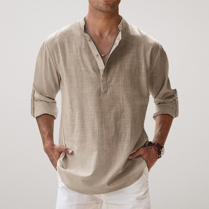 Léon | Chemise Henley en coton effet lin