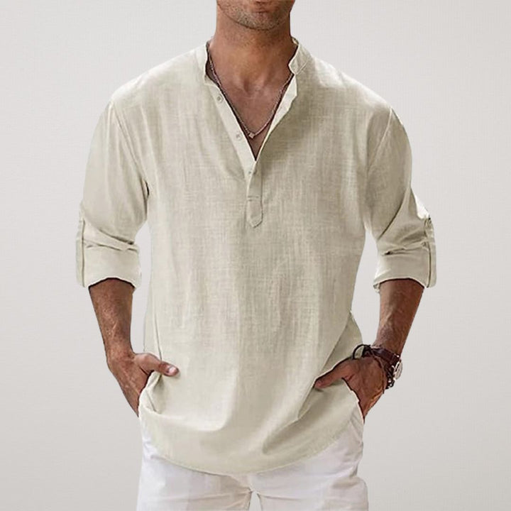 Léon | Chemise Henley en coton effet lin