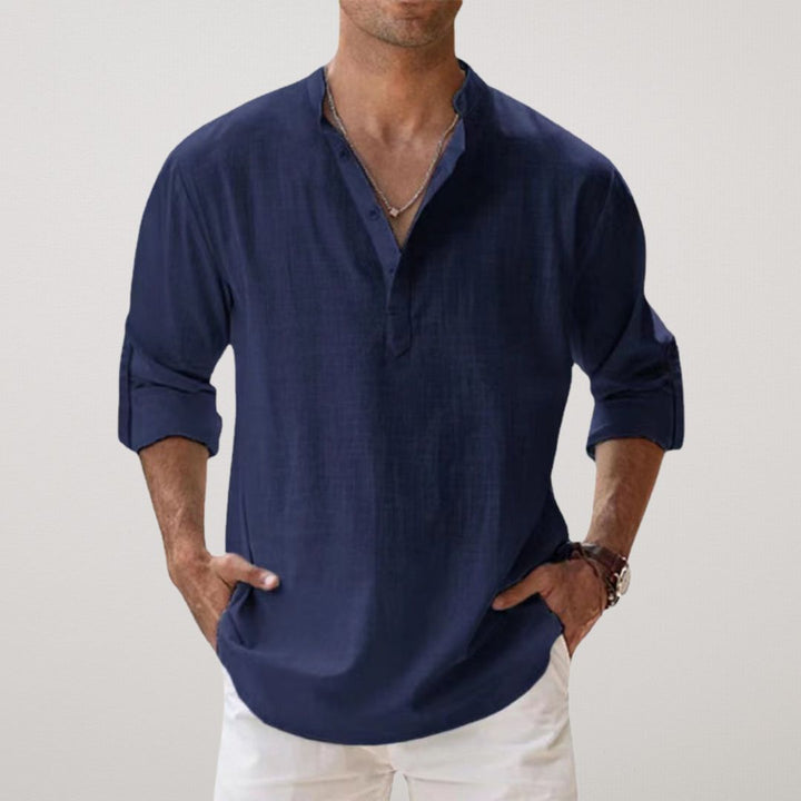 Léon | Chemise Henley en coton effet lin