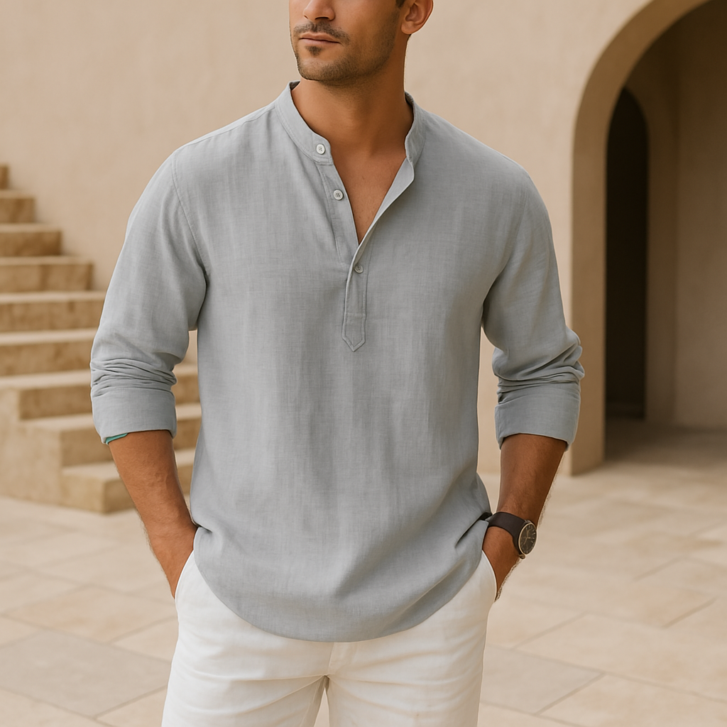 Léon | Chemise Henley en coton effet lin