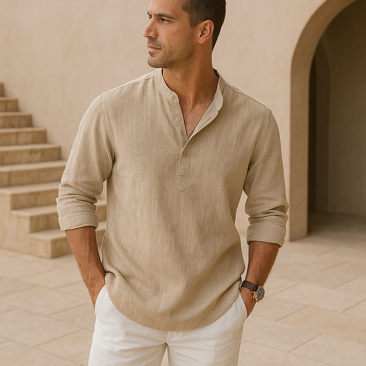 Léon | Chemise Henley en coton effet lin