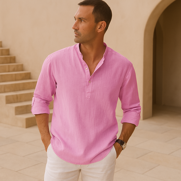 Léon | Chemise Henley en coton effet lin