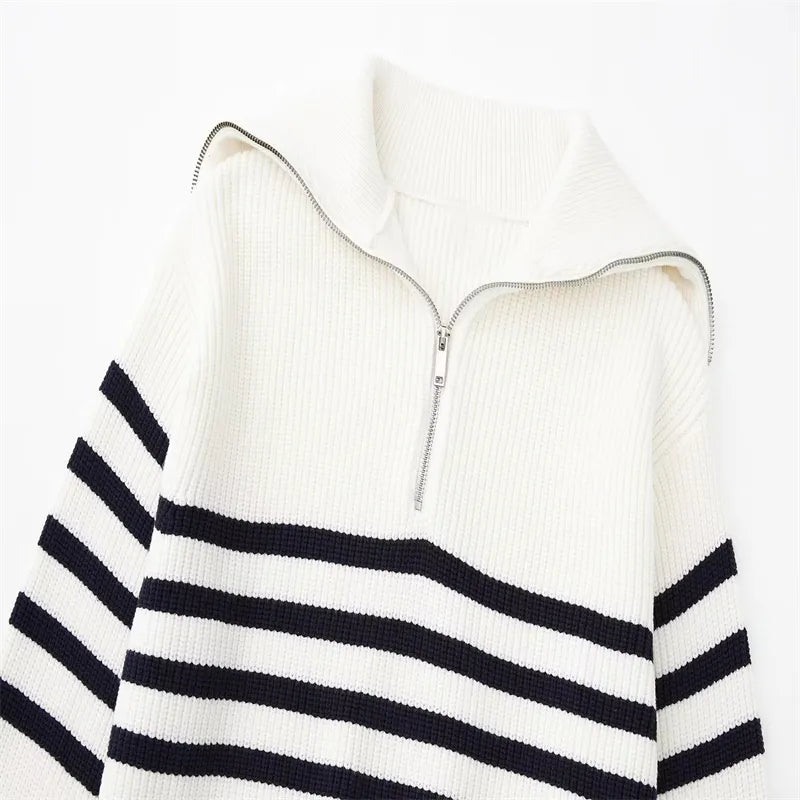 Cassien | Pull zippé rayé