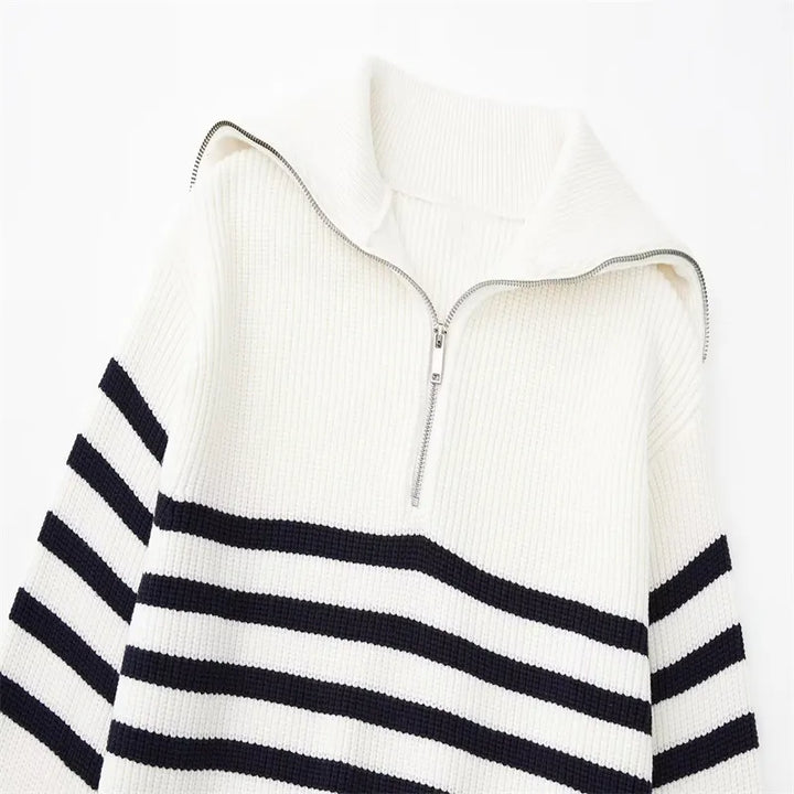 Cassien | Pull zippé rayé