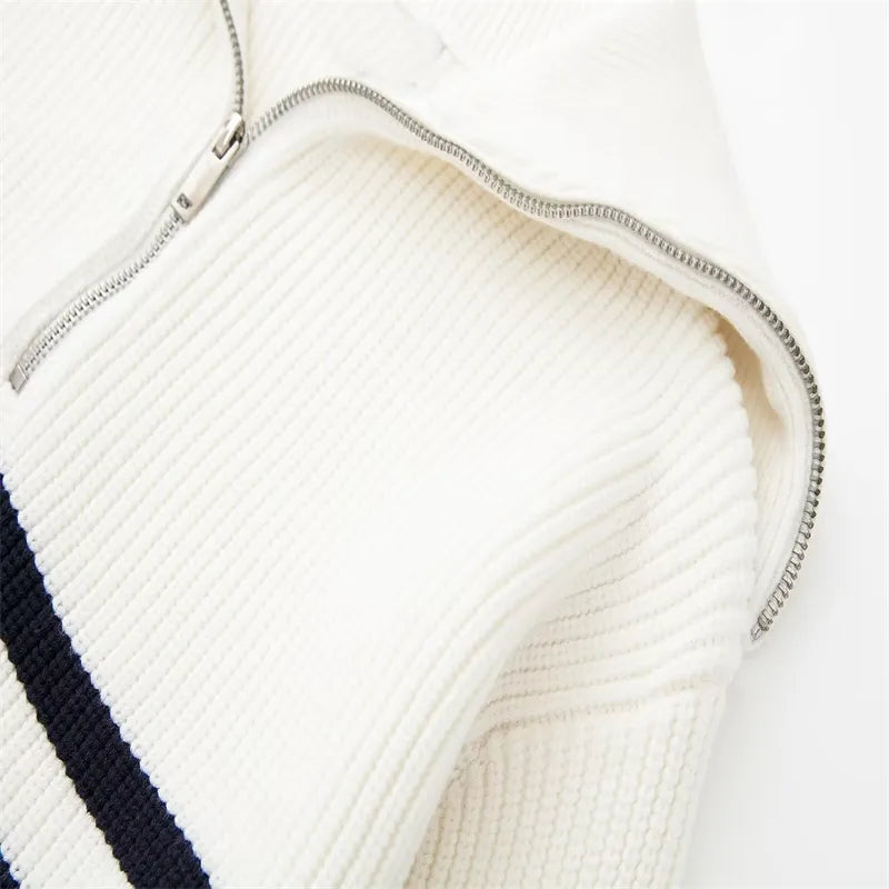 Cassien | Pull zippé rayé
