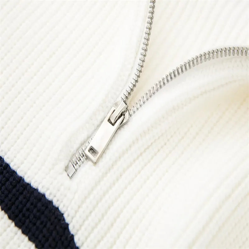 Cassien | Pull zippé rayé