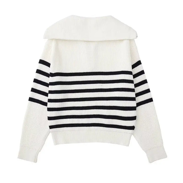 Cassien | Pull zippé rayé