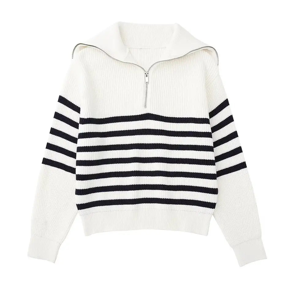 Cassien | Pull zippé rayé