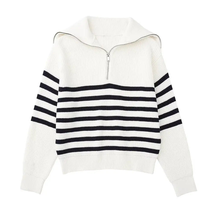 Cassien | Pull zippé rayé