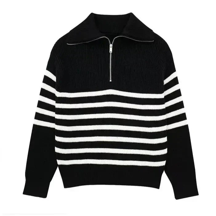 Cassien | Pull zippé rayé