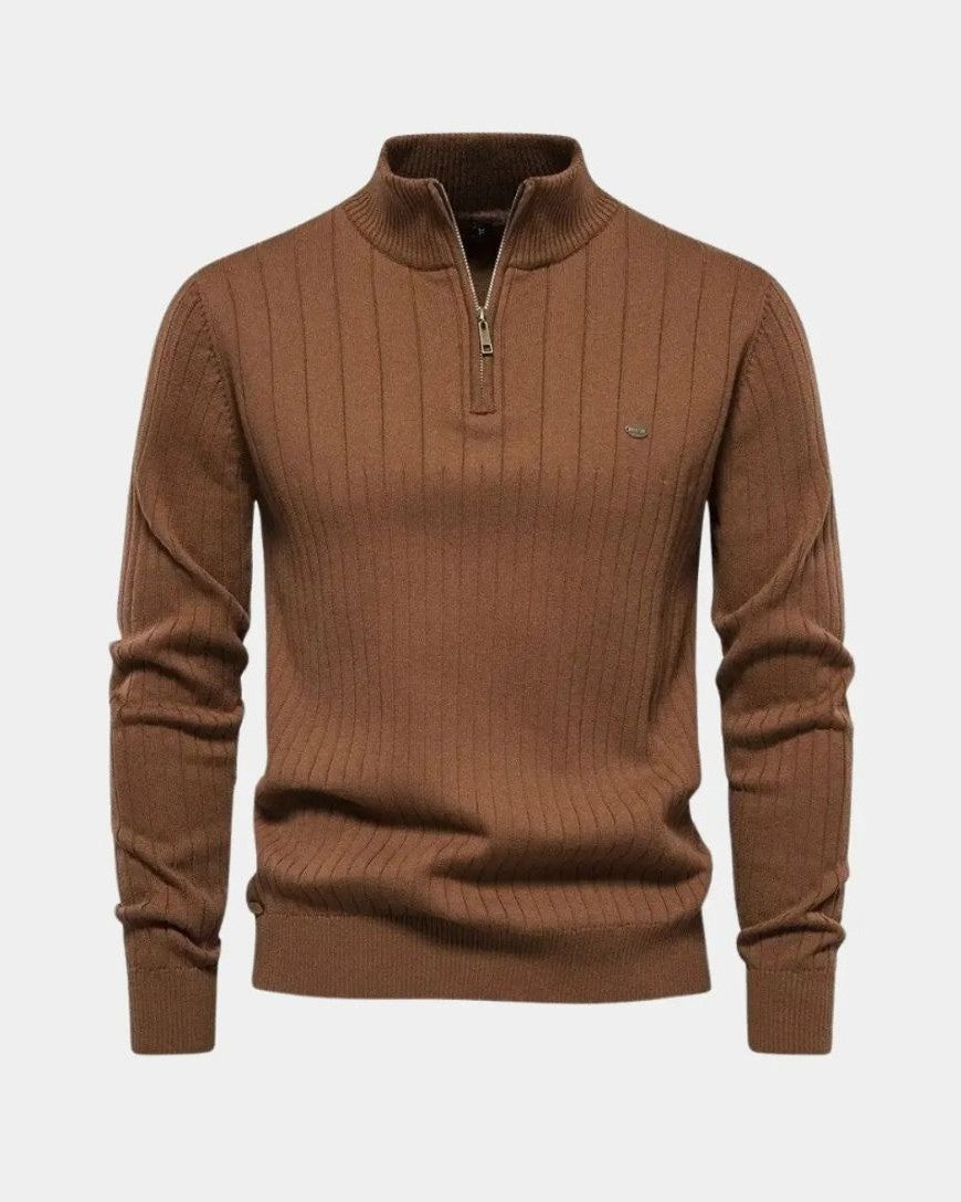 Mikkel | Pull en Coton avec Demi-Zip