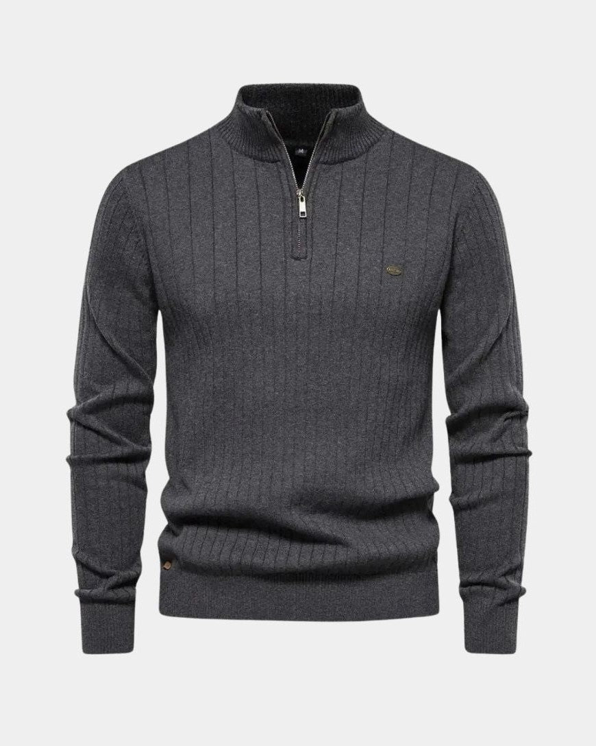 Mikkel | Pull en Coton avec Demi-Zip