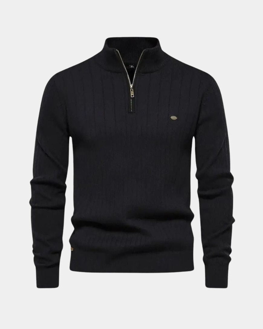 Mikkel | Pull en Coton avec Demi-Zip