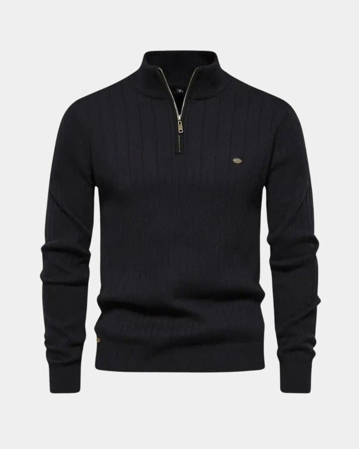 Mikkel | Pull en Coton avec Demi-Zip