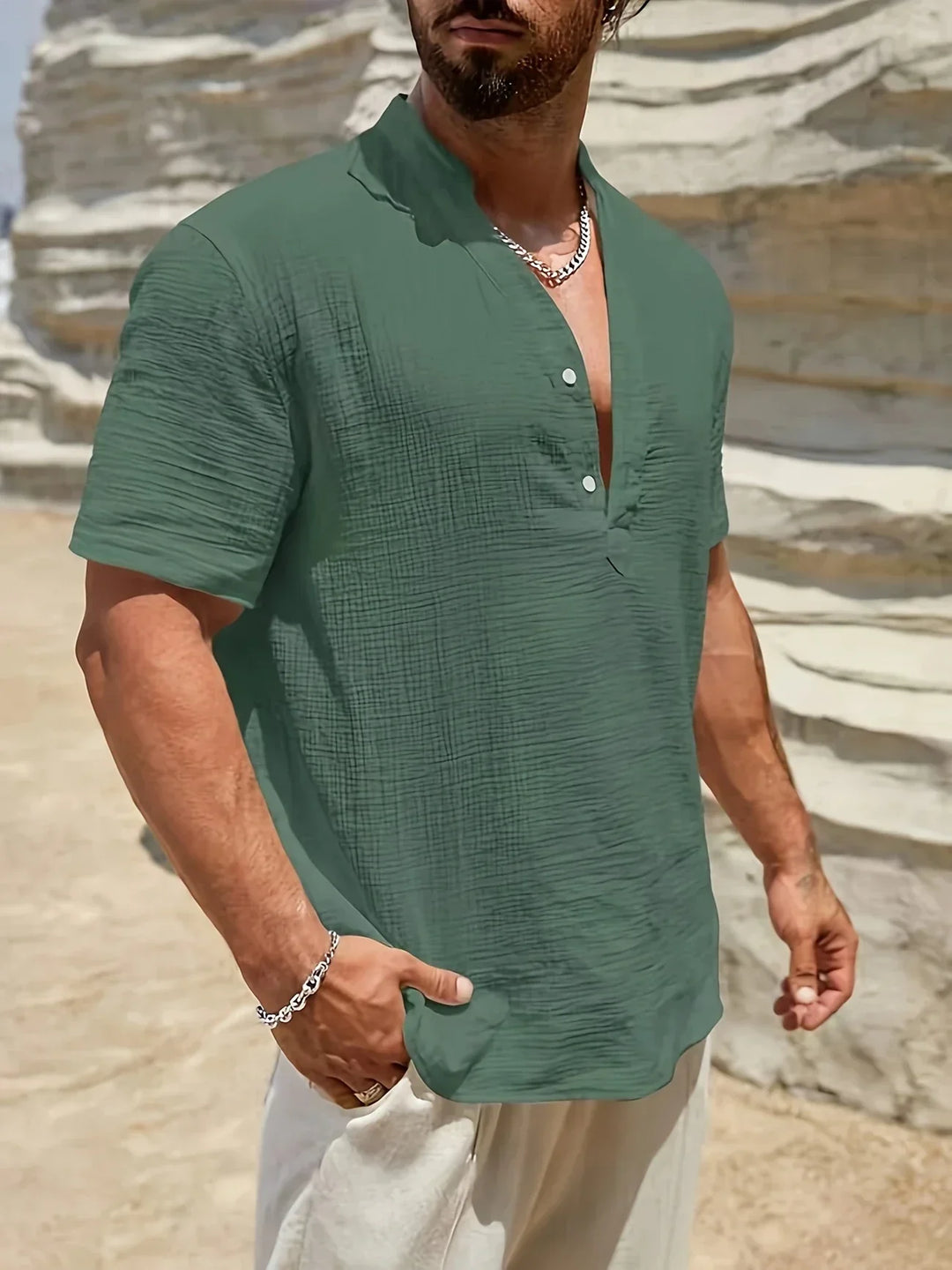 Alain | Chemise d’été élégante à col montant