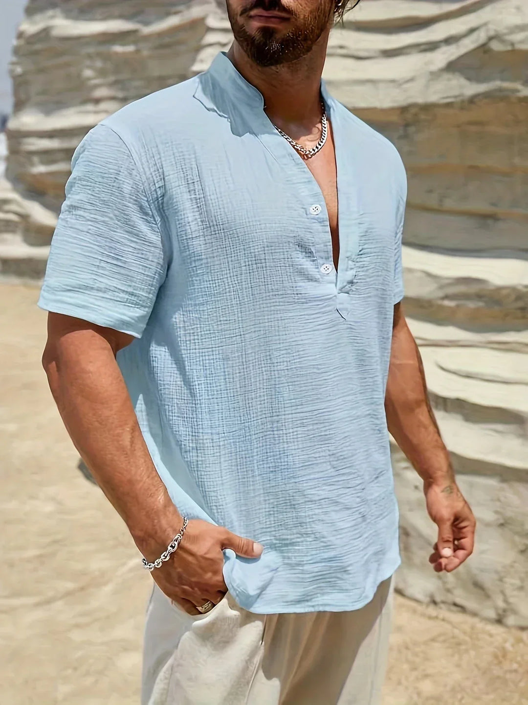 Alain | Chemise d’été élégante à col montant