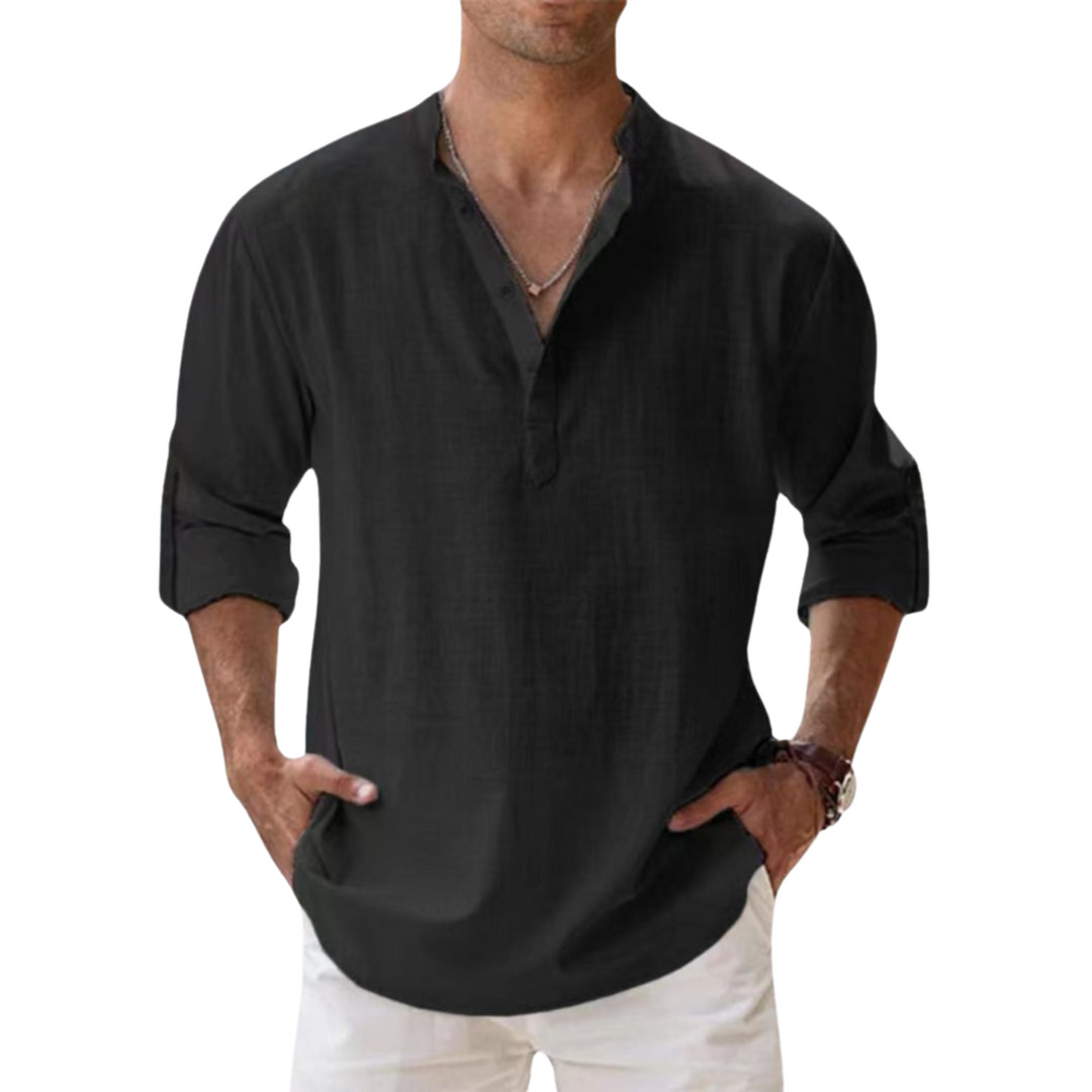 Léon | Chemise Henley en coton effet lin