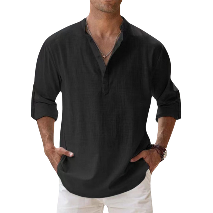 Léon | Chemise Henley en coton effet lin