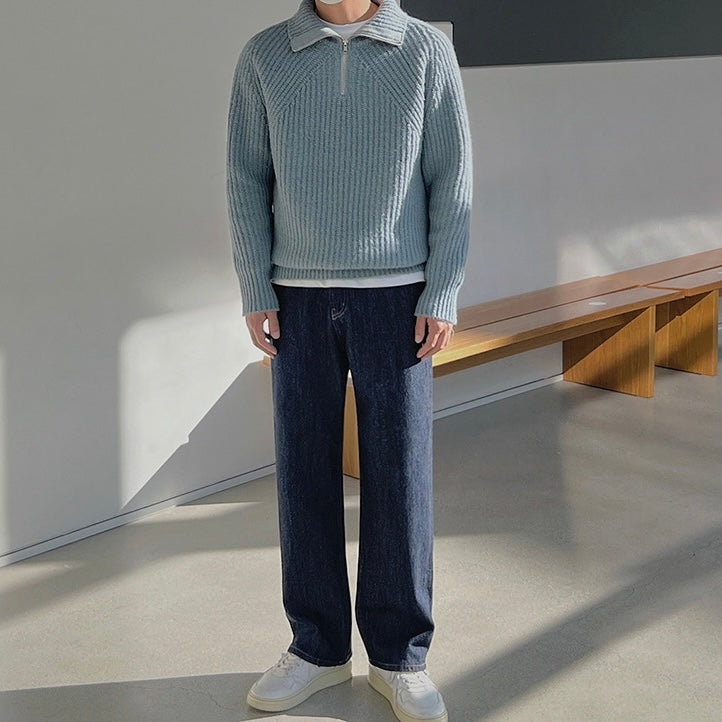 Brieuc | Pull Azure à quart de zip