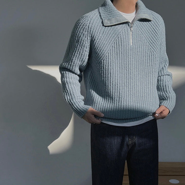 Brieuc | Pull Azure à quart de zip