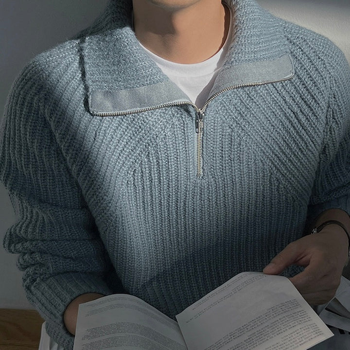 Brieuc | Pull Azure à quart de zip