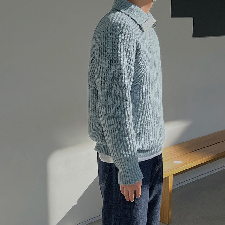 Brieuc | Pull Azure à quart de zip
