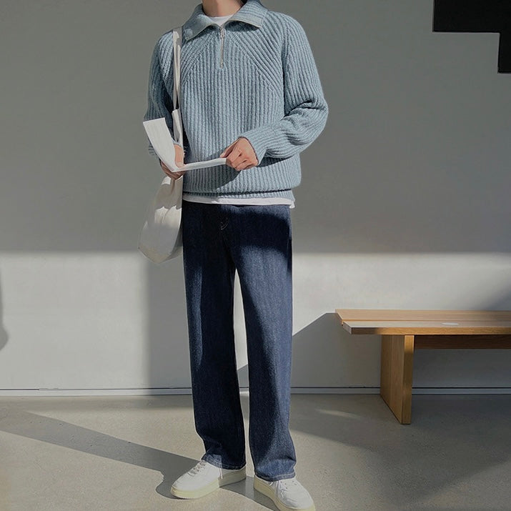 Brieuc | Pull Azure à quart de zip